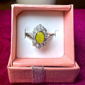 Bomb Party silver & yellow twisted band ring size 6